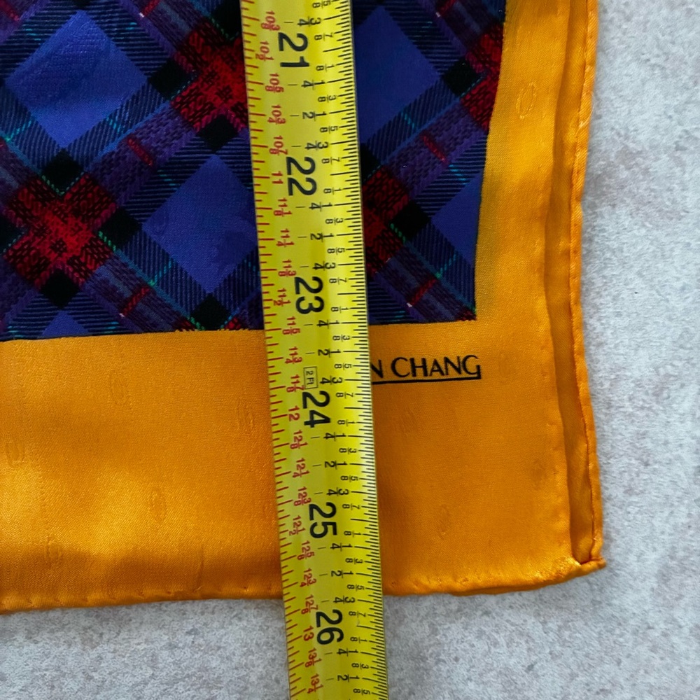 Simon Chang Blue and Red Plaid with Gold Accent - Picture 8 of 8
